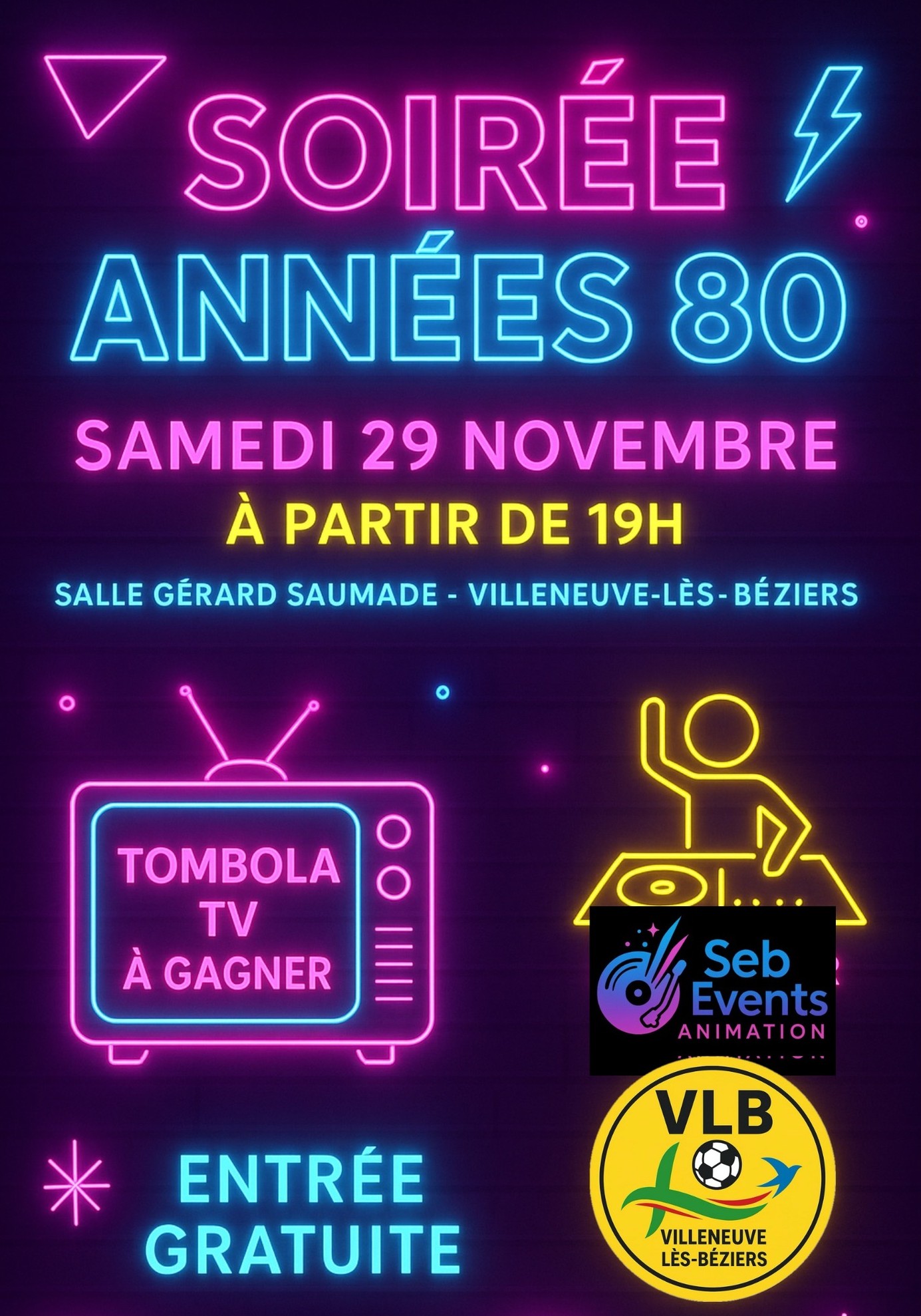 🎉 Soirée Années 80 – Le Football Club Villeneuvois vous fait voyager dans le temps !