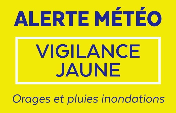 Vigilance Jaune orages et pluie inondation