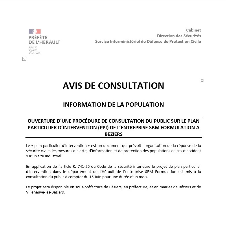 Avis de consultation- Information de la population