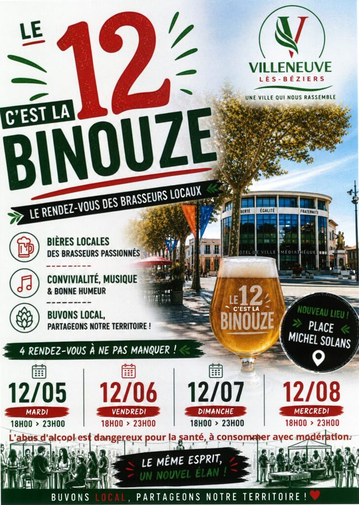 Tous les 12 du mois, rendez-vous sur la Place Michel Solans pour « Le 12, c’est la Binouze » !