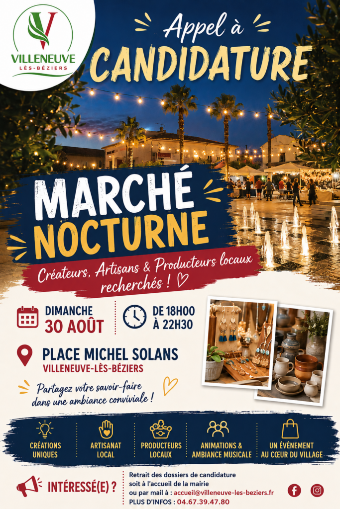 Appel à candidature – Marché Nocturne de Villeneuve-lès-Béziers